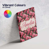 Personalised Name Vibrant Pink Rhododendron Custom  Bespoke Interior Contemporary Canvas Wall Art Print Decor Picture Ready to Hang