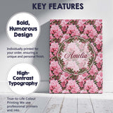 Personalised Name Classic Pink Floral Custom Modern Room Accent Creative Decorator Style Canvas Wall Art Print Decor Picture Ready to Hang