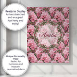 Personalised Name Classic Pink Floral Custom Modern Room Accent Creative Decorator Style Canvas Wall Art Print Decor Picture Ready to Hang