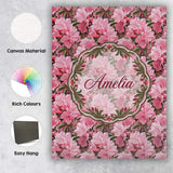 Personalised Name Classic Pink Floral Custom Modern Room Accent Creative Decorator Style Canvas Wall Art Print Decor Picture Ready to Hang