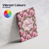 Personalised Name Classic Pink Floral Custom Modern Room Accent Creative Decorator Style Canvas Wall Art Print Decor Picture Ready to Hang