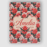 Personalised Name Coral and Cream Floral Custom  Unique Gift Idea Elegant Feature Canvas Wall Art Print Decor Picture Ready to Hang