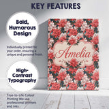 Personalised Name Coral and Cream Floral Custom  Unique Gift Idea Elegant Feature Canvas Wall Art Print Decor Picture Ready to Hang