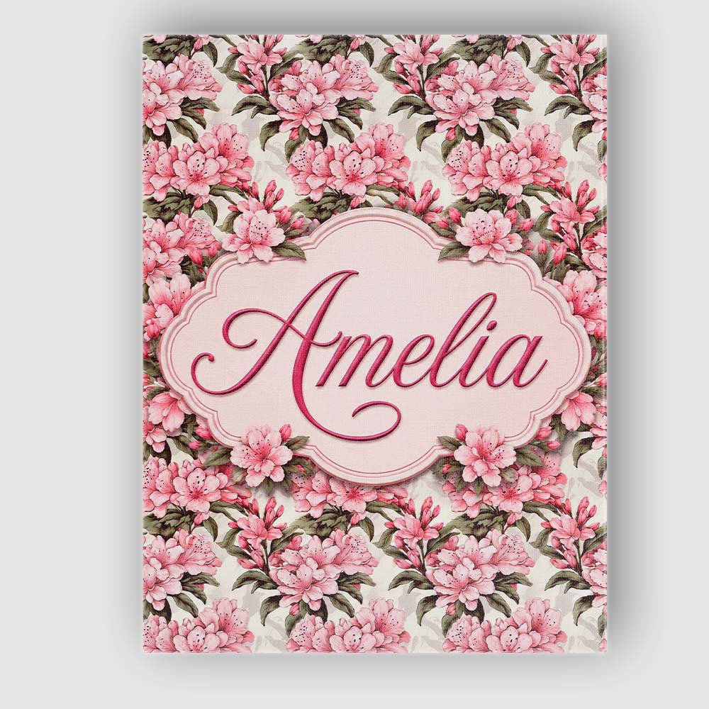 Personalised Name Soft Pink Floral Bouquet Custom  Unique Gift Idea Elegant Feature Canvas Wall Art Print Decor Picture Ready to Hang