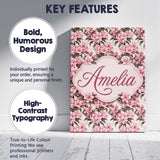 Personalised Name Soft Pink Floral Bouquet Custom  Unique Gift Idea Elegant Feature Canvas Wall Art Print Decor Picture Ready to Hang