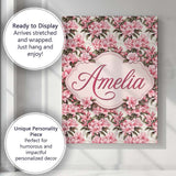 Personalised Name Soft Pink Floral Bouquet Custom  Unique Gift Idea Elegant Feature Canvas Wall Art Print Decor Picture Ready to Hang