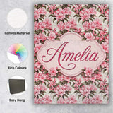 Personalised Name Soft Pink Floral Bouquet Custom  Unique Gift Idea Elegant Feature Canvas Wall Art Print Decor Picture Ready to Hang