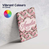 Personalised Name Soft Pink Floral Bouquet Custom  Unique Gift Idea Elegant Feature Canvas Wall Art Print Decor Picture Ready to Hang