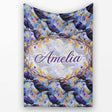 Purple Black Raven Bird with Autumn Leaves Seamless Pattern Lovely  Personalised Custom Name Super Soft Fleece Blanket Bed Sofa Throw