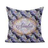 Custom Name Purple Black Raven Bird with Autumn Seamless Pattern Square Filled Cushion Throw Pillow Sofa Bed Home Decor Zip Washable UK Made