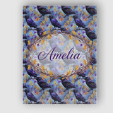 Personalised Name Purple Black Raven Bird Custom  Unique Gift Idea Elegant Feature Canvas Wall Art Print Decor Picture Ready to Hang