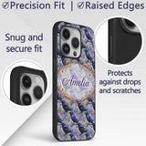 Purple Black Raven Bird with Decorative Design Custom Name Protective Phone Case Mobile Cover Durable Everyday Smartphone Shock Resistant