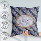 Custom Name Purple Black Raven Bird with Autumn Seamless Pattern Square Filled Cushion Throw Pillow Sofa Bed Home Decor Zip Washable UK Made