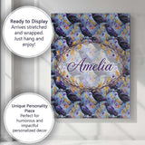 Personalised Name Purple Black Raven Bird Custom  Unique Gift Idea Elegant Feature Canvas Wall Art Print Decor Picture Ready to Hang
