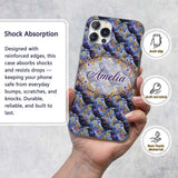 Purple Black Raven Bird with Decorative Design Custom Name Protective Phone Case Mobile Cover Durable Everyday Smartphone Shock Resistant