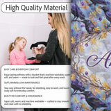 Purple Black Raven Bird with Autumn Leaves Seamless Pattern Lovely  Personalised Custom Name Super Soft Fleece Blanket Bed Sofa Throw