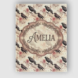 Personalised Name Dark Raven Bird with Custom  Modern Room Accent Elegant Feature Canvas Wall Art Print Decor Picture Ready to Hang