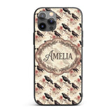 Dark Raven Bird with Roses Vintage Style Seamless Custom Name Protective Phone Case Mobile Cover Durable Everyday Smartphone Shock Resistant