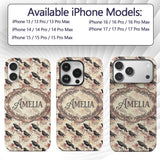 Dark Raven Bird with Roses Vintage Style Seamless Custom Name Protective Phone Case Mobile Cover Durable Everyday Smartphone Shock Resistant