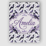 Personalised Name Purple Black Raven Birds Custom  Unique Gift Idea Elegant Feature Canvas Wall Art Print Decor Picture Ready to Hang