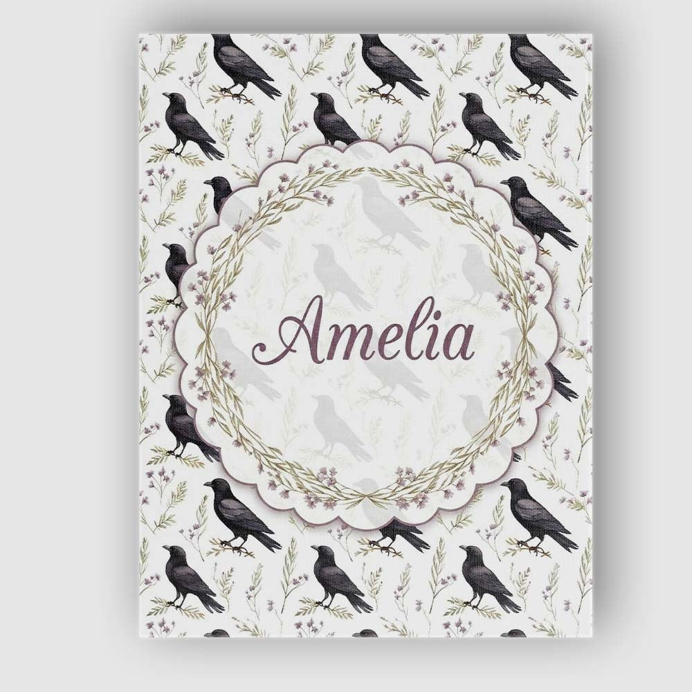 Personalised Name Black Crow Birds with Custom  Modern Room Accent Elegant Feature Canvas Wall Art Print Decor Picture Ready to Hang