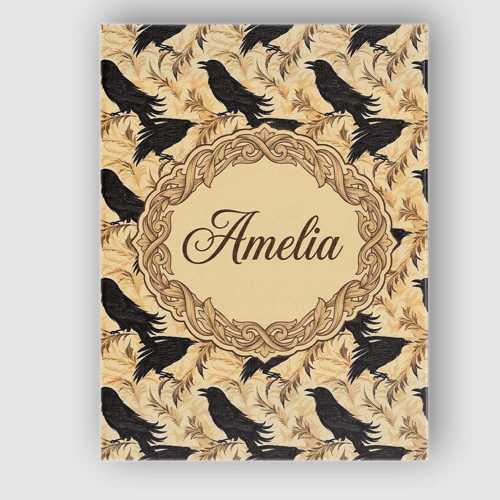 Personalised Name Gothic Raven Seamless Custom  Modern Room Accent Elegant Feature Canvas Wall Art Print Decor Picture Ready to Hang