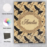 Personalised Name Gothic Raven Seamless Custom  Modern Room Accent Elegant Feature Canvas Wall Art Print Decor Picture Ready to Hang