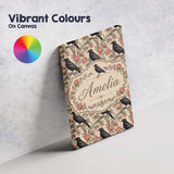 Personalised Name Black Crow and Rose Custom Modern Room Accent Creative Decorator Style Canvas Wall Art Print Decor Picture Ready to Hang