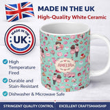 Personalized Custom Name Cute Love Couple Gifts Cakes Teddy Bear Pattern Mint Green Lovely 11oz Ceramic Coffee Tea Mug White Large Handle
