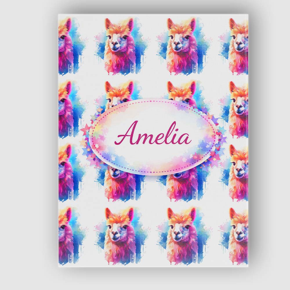 Personalised Name Colourful Alpaca Pattern Bright Artistic Animal Custom  Bespoke Canvas Wall Art Print Decor Picture Ready to Hang