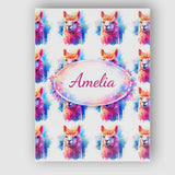 Personalised Name Colourful Alpaca Pattern Bright Artistic Animal Custom  Bespoke Canvas Wall Art Print Decor Picture Ready to Hang
