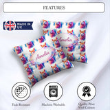 Custom Name Colourful Alpaca Pattern Bright Animal Design Lovely Square Filled Cushion Throw Pillow Sofa Bed Home Decor Zip Washable UK Made