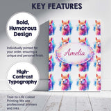 Personalised Name Colourful Alpaca Pattern Bright Artistic Animal Custom  Bespoke Canvas Wall Art Print Decor Picture Ready to Hang