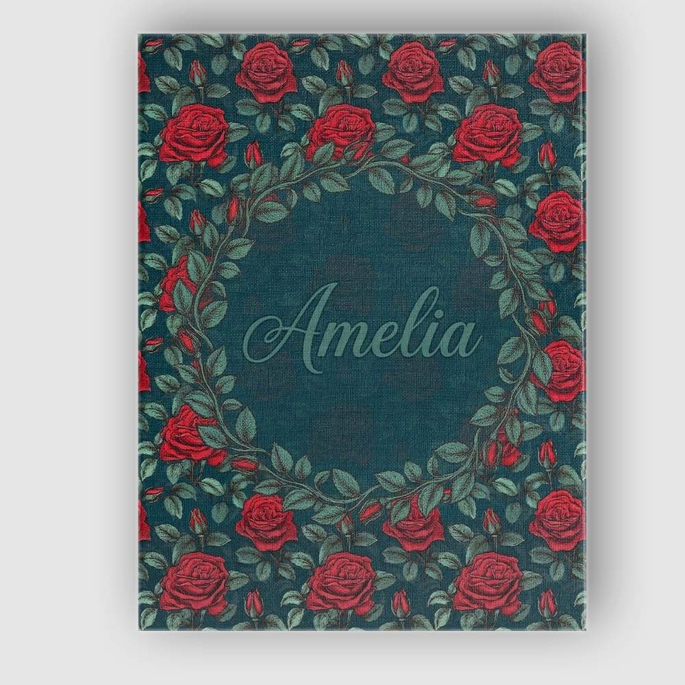 Personalised Name Elegant Red Rose Seamless Custom  Bespoke Interior Contemporary Canvas Wall Art Print Decor Picture Ready to Hang