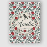 Personalised Name Classic Red Rose Botanical Custom Bespoke  Contemporary Display Canvas Wall Art Print Decor Picture Ready to Hang