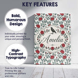 Personalised Name Classic Red Rose Botanical Custom Bespoke  Contemporary Display Canvas Wall Art Print Decor Picture Ready to Hang