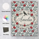 Personalised Name Classic Red Rose Botanical Custom Bespoke  Contemporary Display Canvas Wall Art Print Decor Picture Ready to Hang