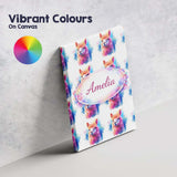 Personalised Name Colourful Alpaca Pattern Bright Artistic Animal Custom  Bespoke Canvas Wall Art Print Decor Picture Ready to Hang