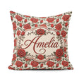 Custom Name Detailed Red Rose Floral Seamless Pattern with Style Square Filled Cushion Throw Pillow Sofa Bed Home Decor Zip Washable UK Made