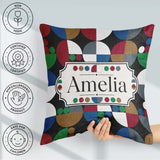 Custom Name Abstract Geometric Circle Pattern with Bold Colors Square Filled Cushion Throw Pillow Sofa Bed Home Decor Zip Washable UK Made
