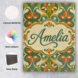 Personalised Name Floral Daisy Pattern in Custom  Unique Gift Idea Elegant Feature Canvas Wall Art Print Decor Picture Ready to Hang