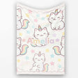 Cute Rainbow Unicorn Cat Cartoon Animal Pattern Perfect Gift for Her  Personalised Custom Name Super Soft Fleece Blanket Bed Sofa Throw