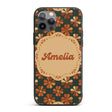 Mid Century Modern Geometric Floral Pattern in Custom Name Protective Phone Case Mobile Cover Durable Everyday Smartphone Shock Resistant