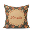 Custom Name Mid Century Modern Floral Pattern in Teal and Orange Square Filled Cushion Throw Pillow Sofa Bed Home Decor Zip Washable UK Made