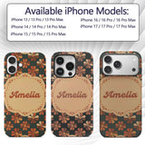 Mid Century Modern Geometric Floral Pattern in Custom Name Protective Phone Case Mobile Cover Durable Everyday Smartphone Shock Resistant