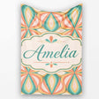 Vintage Tile Style Geometric Pattern in Brown and Cream Tones Lovely  Personalised Custom Name Super Soft Fleece Blanket Bed Sofa Throw