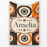 Concentric Circle Pattern in Orange Brown and Cream Cute Unique Gift  Personalised Custom Name Super Soft Fleece Blanket Bed Sofa Throw