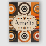 Personalised Name Concentric Circle Pattern Custom  Bespoke Interior Contemporary Canvas Wall Art Print Decor Picture Ready to Hang