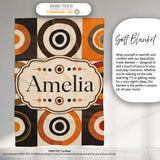 Concentric Circle Pattern in Orange Brown and Cream Cute Unique Gift  Personalised Custom Name Super Soft Fleece Blanket Bed Sofa Throw