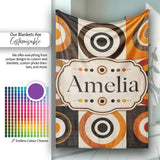 Concentric Circle Pattern in Orange Brown and Cream Cute Unique Gift  Personalised Custom Name Super Soft Fleece Blanket Bed Sofa Throw